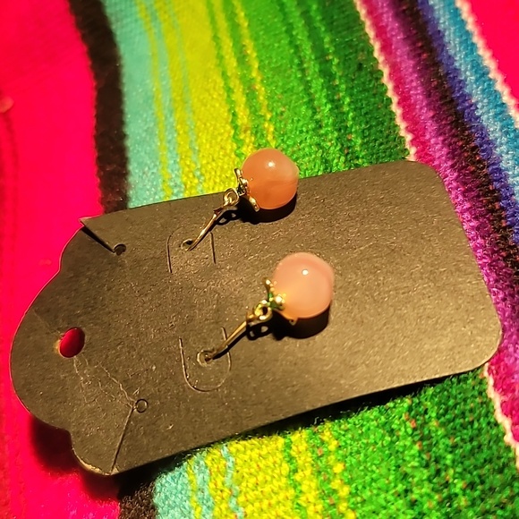 Handmade Glass Peach Earrings - Picture 1 of 4